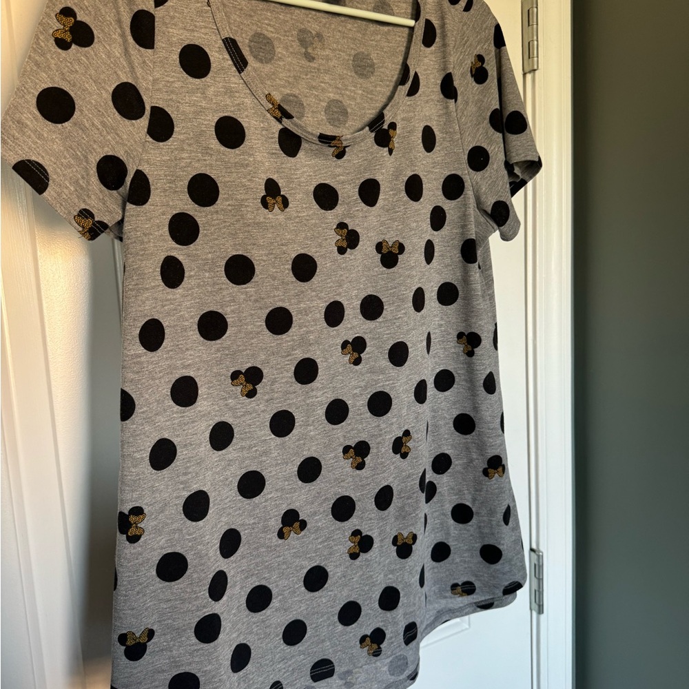 Lularoe Gray Polka Dot Minnie Mouse Shirt
